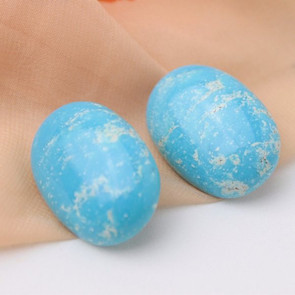 🌹Vintage Glorius sky blue oval shape stud earring - Picture 6 of 15